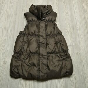 VINTAGE Gap Down Fill Vest Womans Small Brown Bronze Full Zip Mock Neck Pockets